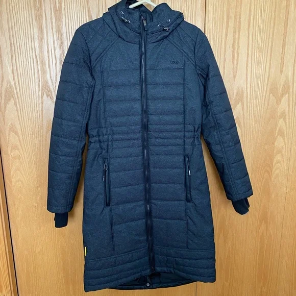 Lole Emalin Dark Charcoal Long Jacket slim fit very warm and stylish